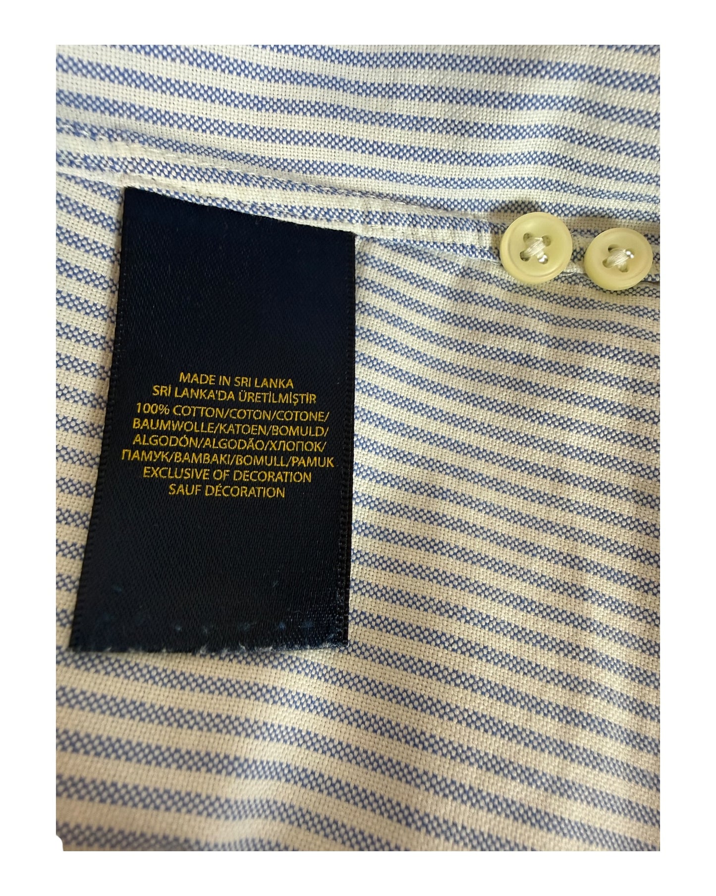 Polo Ralph Lauren Oxford Bluse blau weiß gestreift Größe L