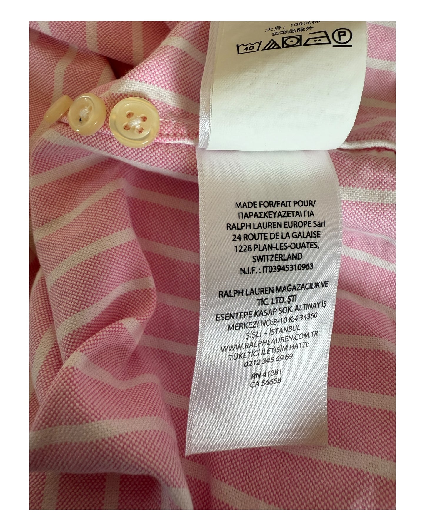 Polo Ralph Lauren Oxfordhemd rosa weiß gestreift Größe L