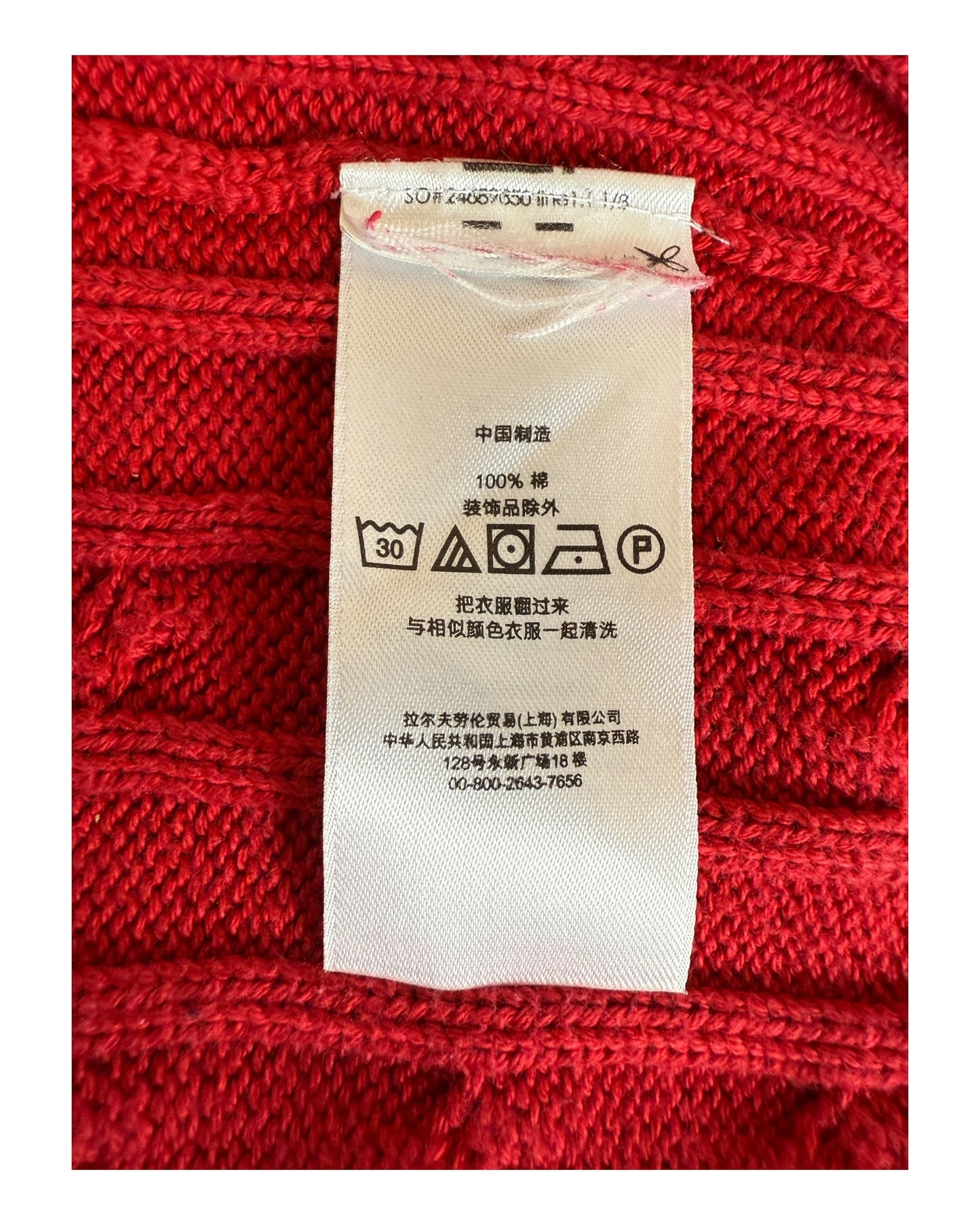 Polo Ralph Lauren Zopfmuster Pullover rot Größe M