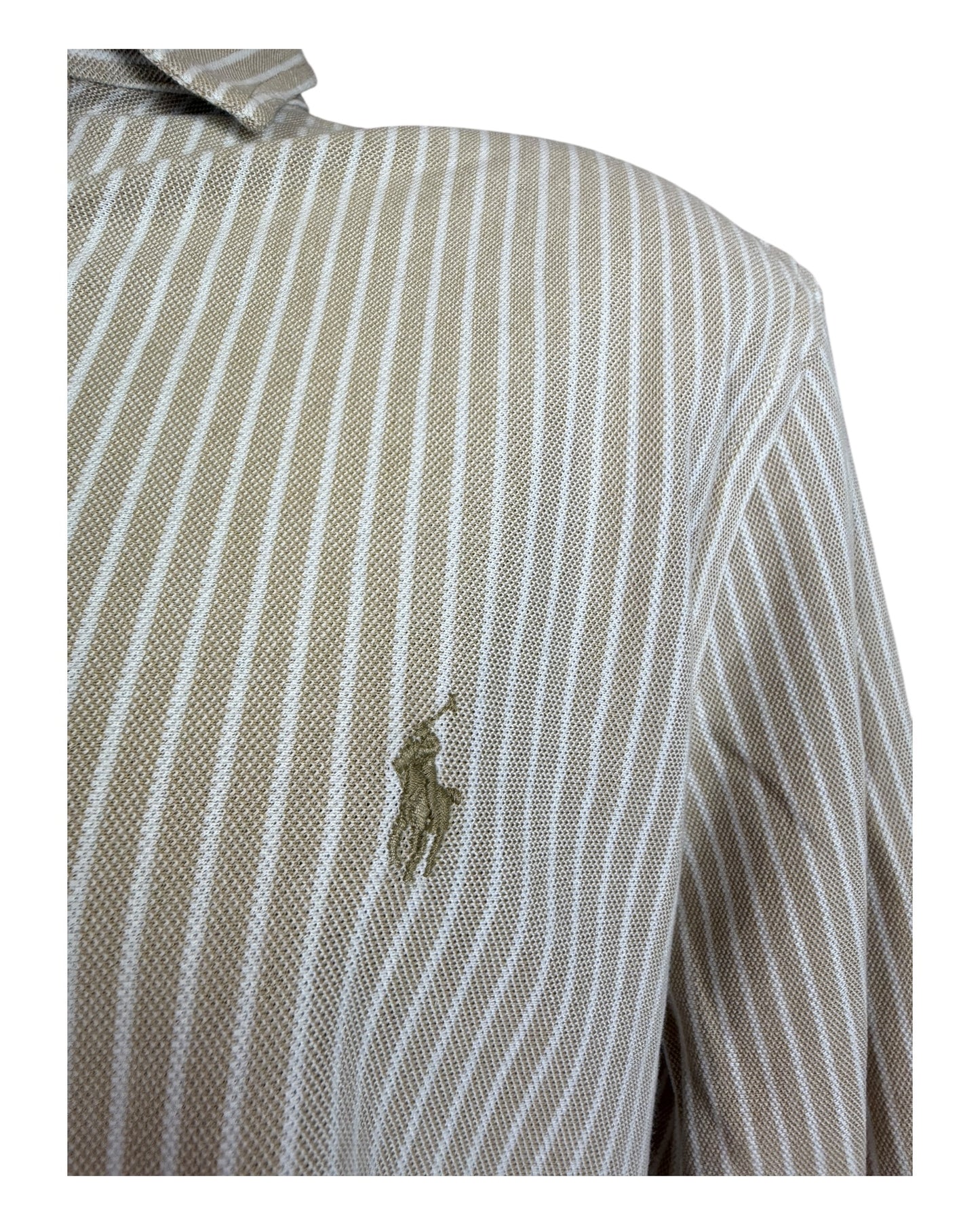 Polo Ralph Lauren Knit Oxfordhemd beige weiß gestreift Größe L