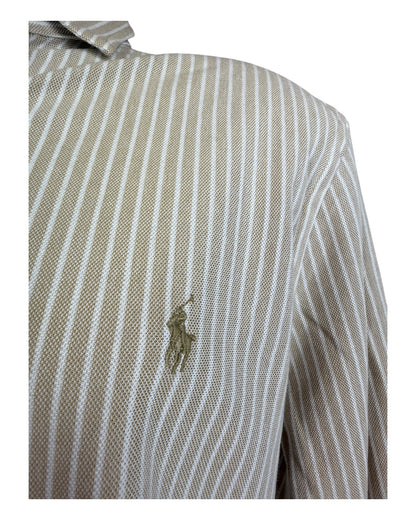Polo Ralph Lauren Knit Oxfordhemd beige weiß gestreift Größe L