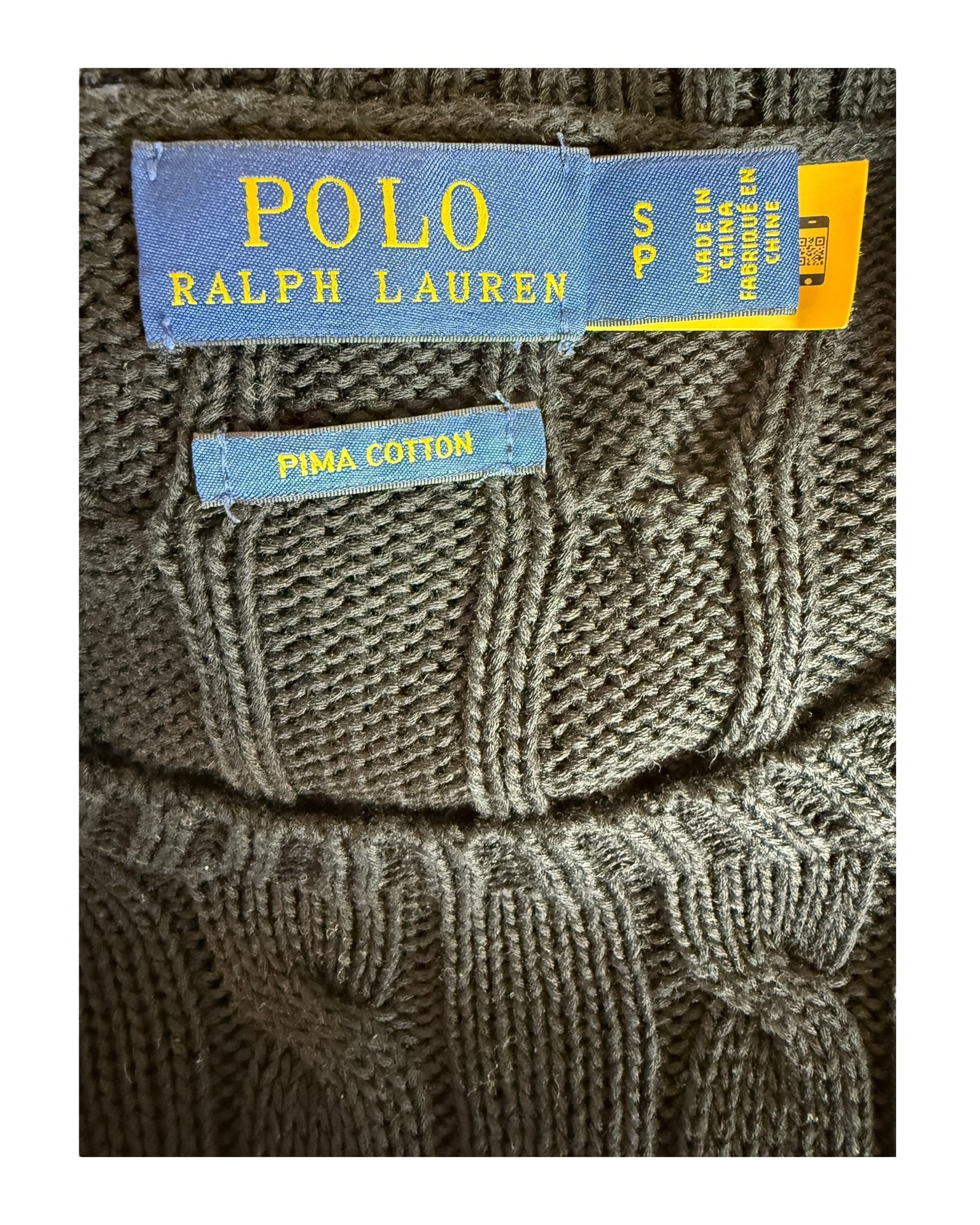 Polo Ralph Lauren Zopfmuster Pullover schwarz Größe S