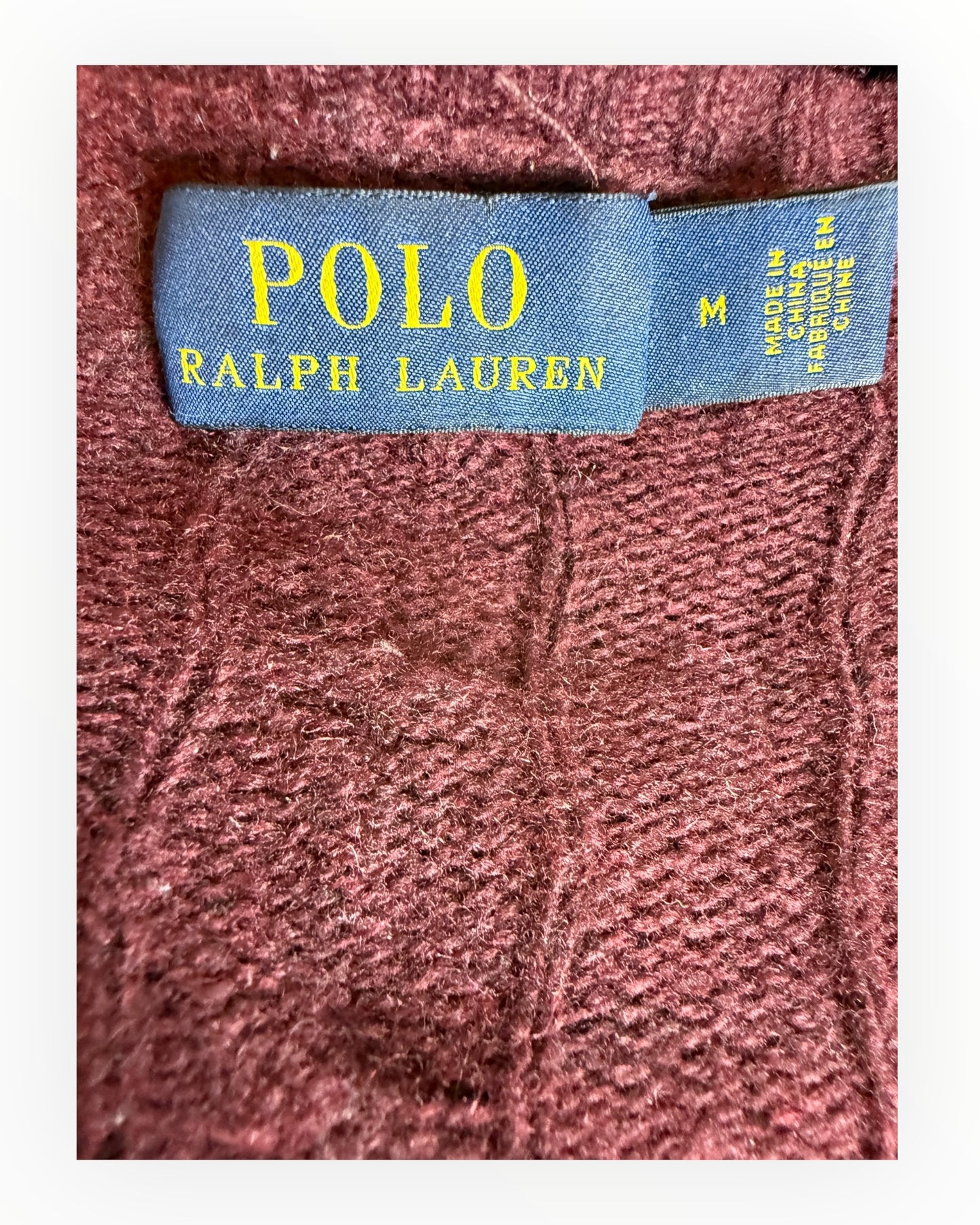 Polo Ralph Lauren Zopfmuster Pullover bordeauxrot Größe M