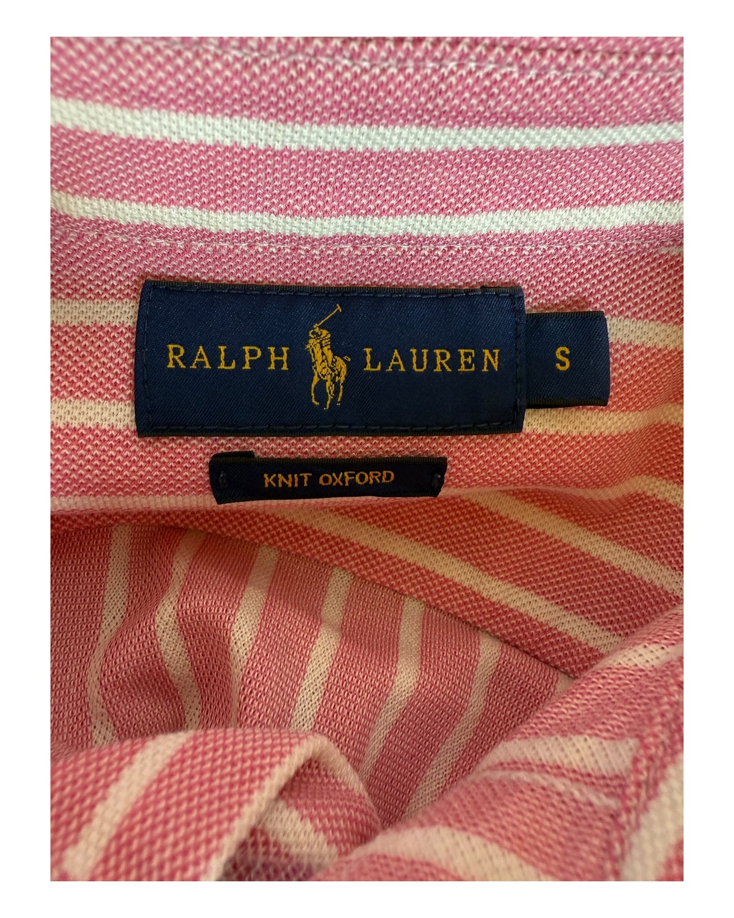 Polo Ralph Lauren Knit Oxford Bluse rosa weiß gestreift Größe S