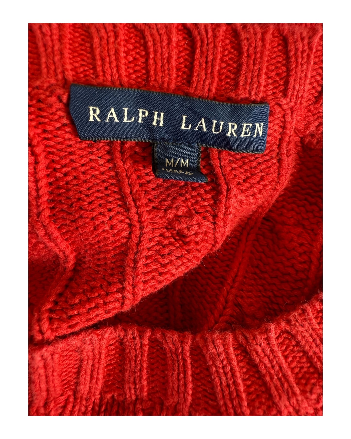 Polo Ralph Lauren Zopfmuster Pullover rot Größe M