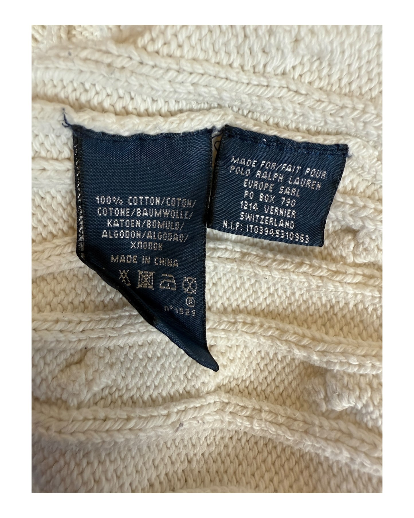 Polo Ralph Lauren Zopfmuster Pullover weiß Größe M