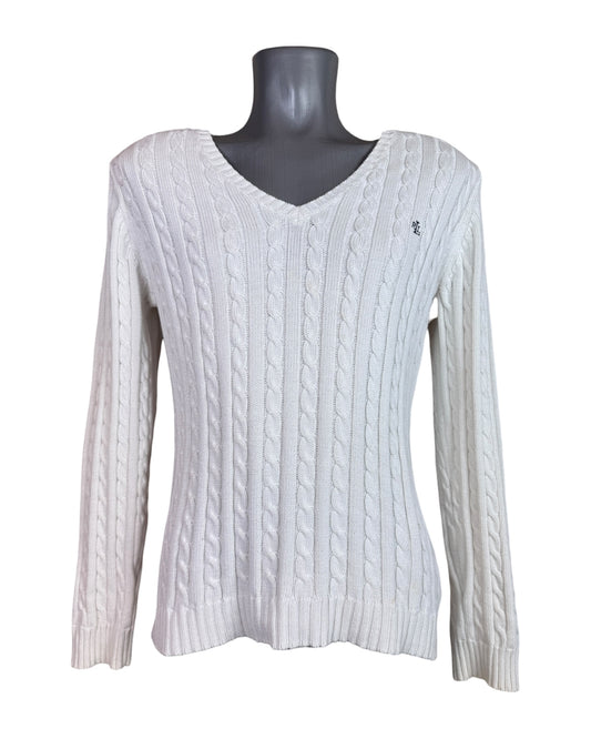 Polo Ralph Lauren Zopfmuster Pullover weiß Größe M