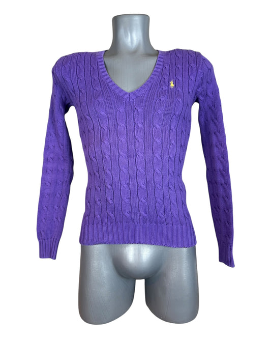 Polo Ralph Lauren Zopfmuster Pullover lila Größe S