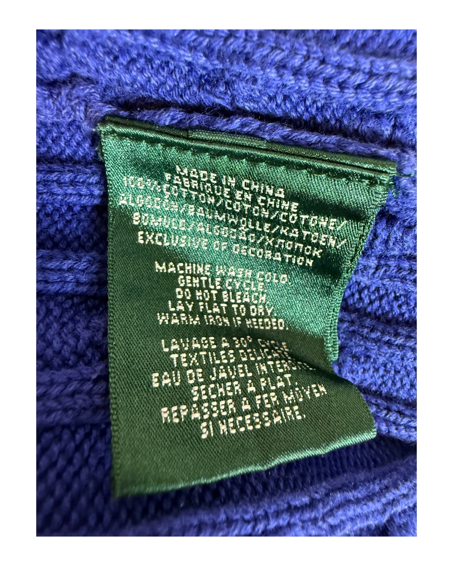 Polo Ralph Lauren Zopfmuster Pullover blau Größe M