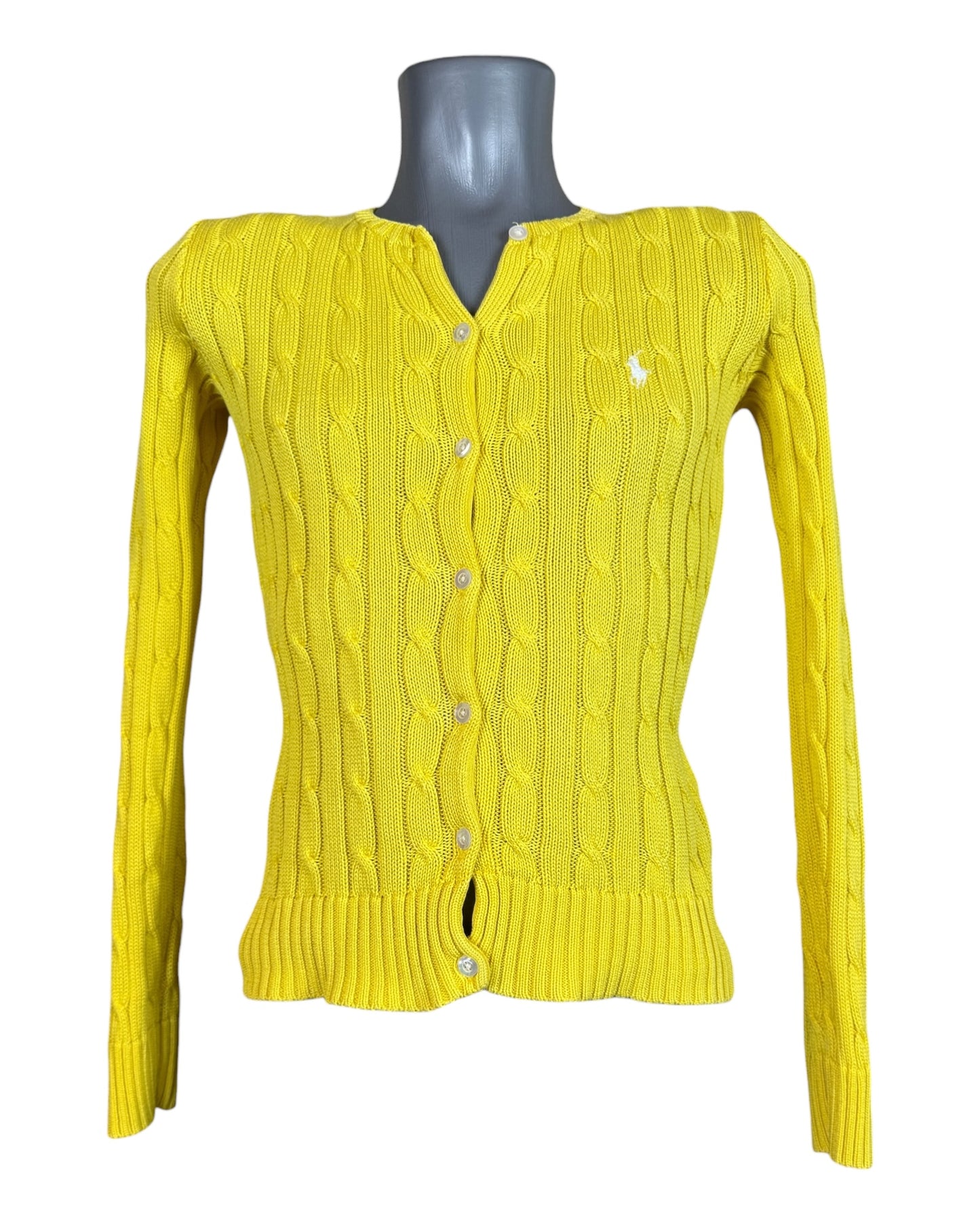 Polo Ralph Lauren Zopfmuster Cardigan gelb Größe S