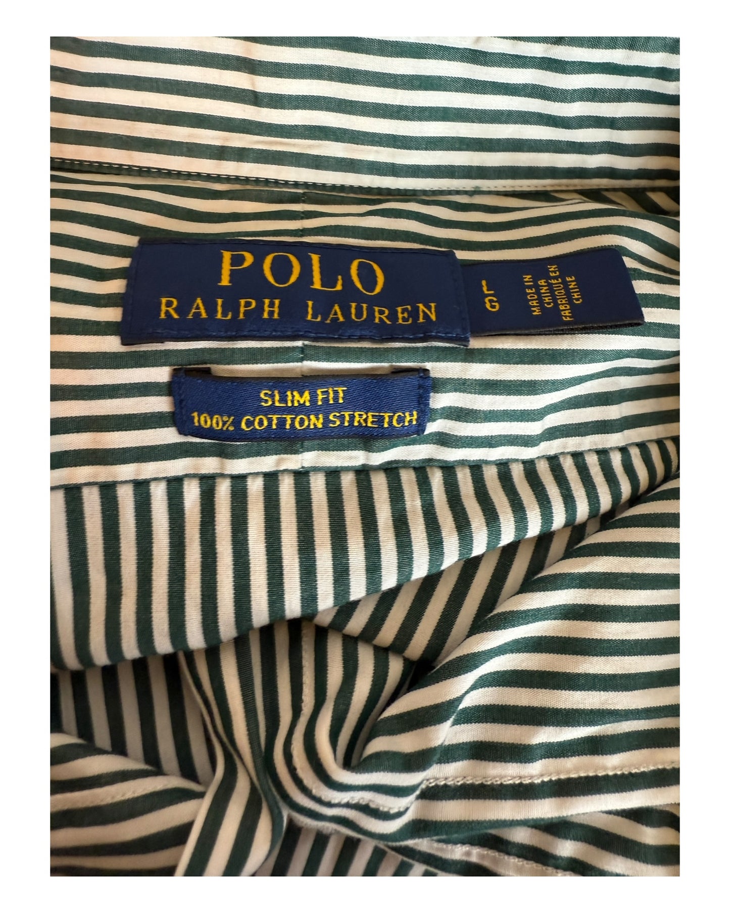 Polo Ralph Lauren Hemd grün weiß gestreift Größe L