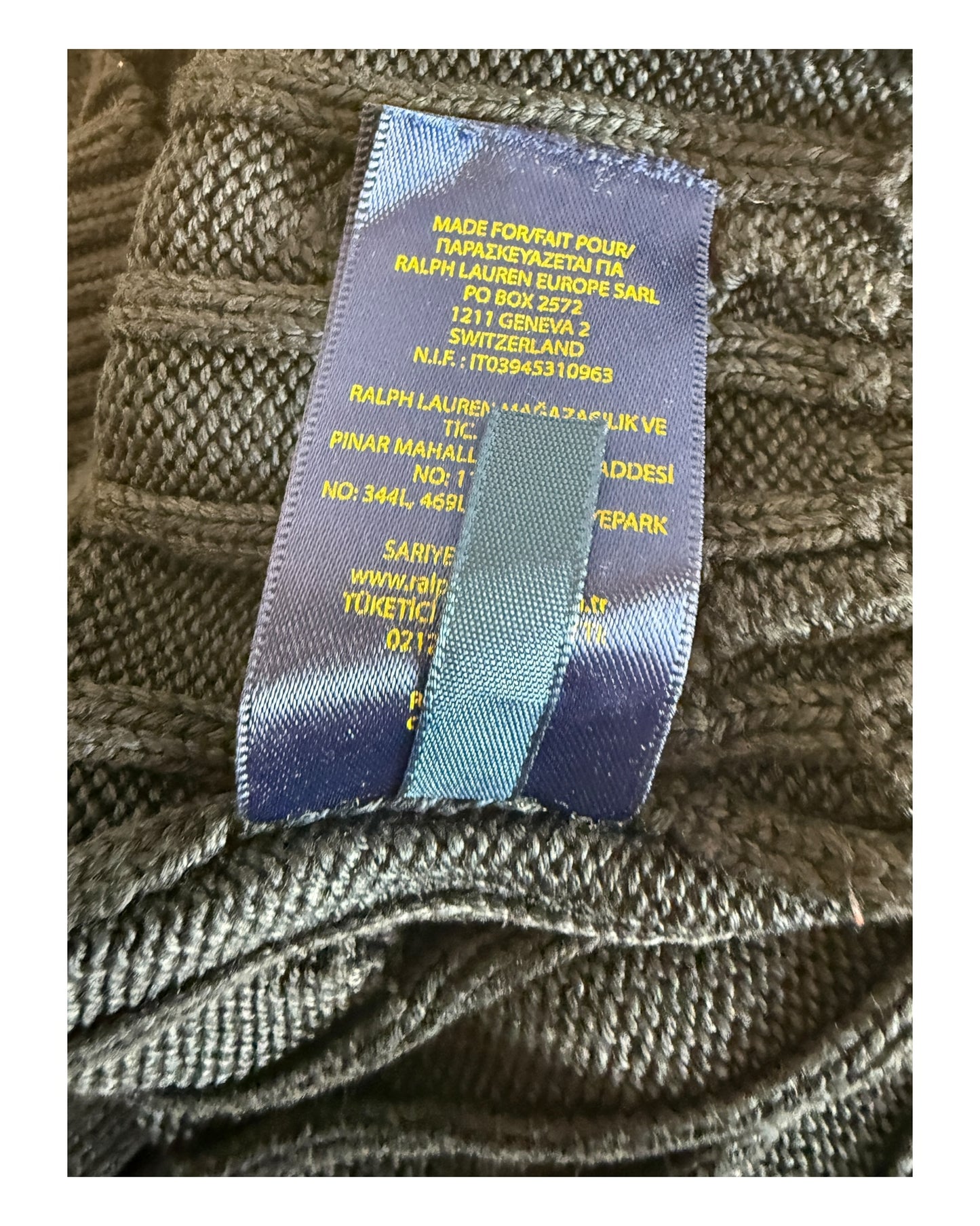 Polo Ralph Lauren Zopfmuster Pullover schwarz Größe S