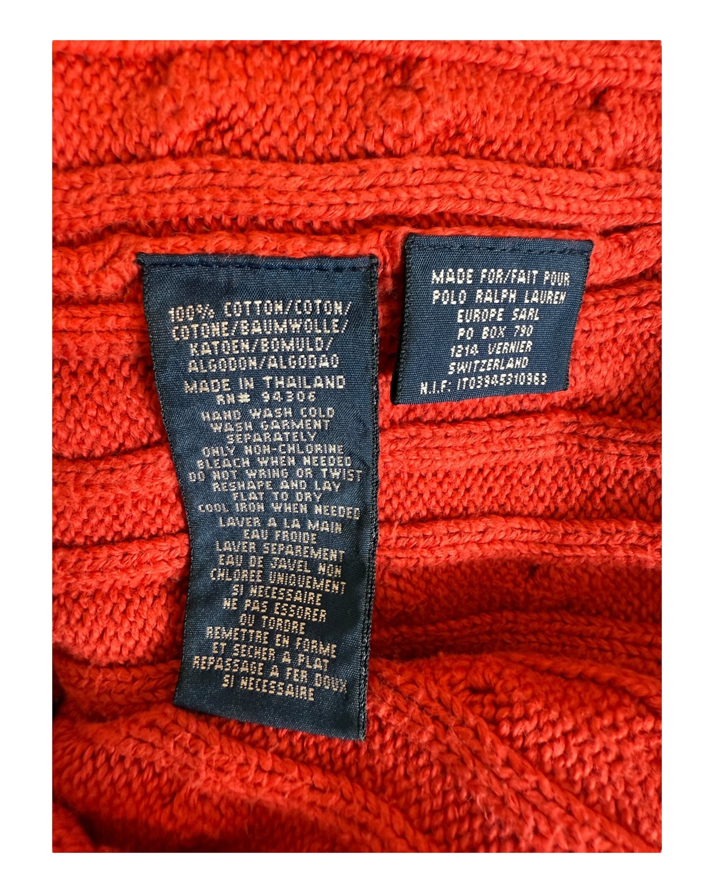 Polo Ralph Lauren Zopfmuster Pullover rot Größe S