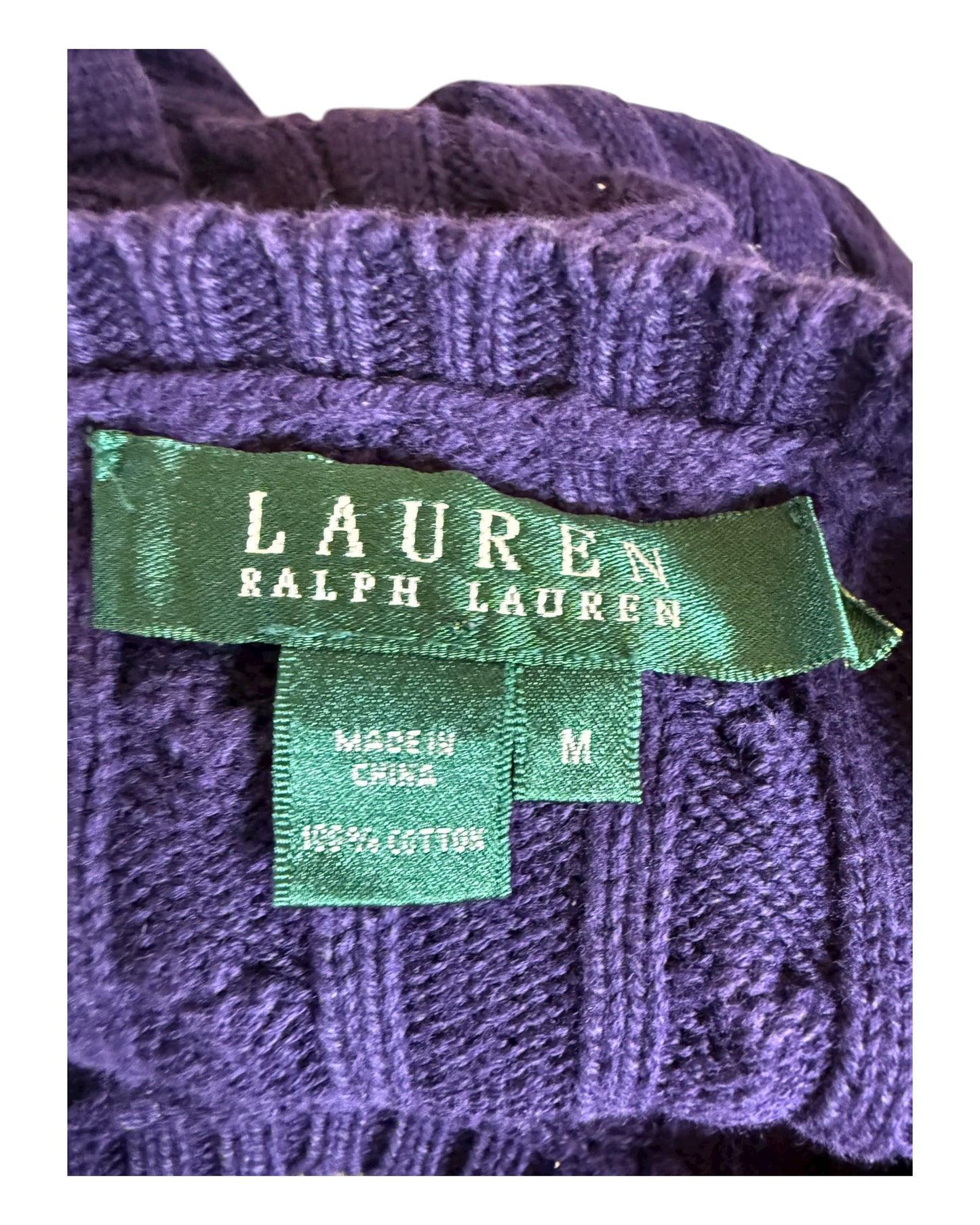 Polo Ralph Lauren Zopfmuster Pullover Lila Größe M