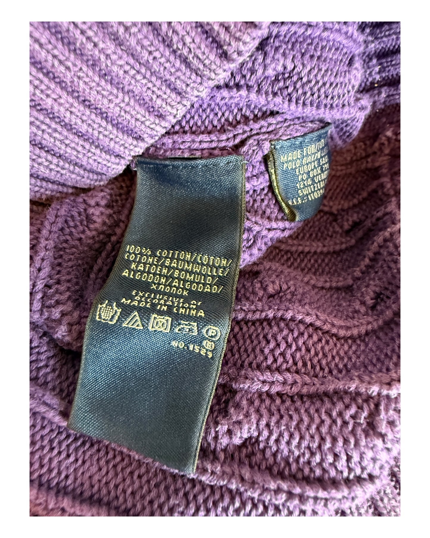 Polo Ralph Lauren Zopfmuster Pullover violett Größe S