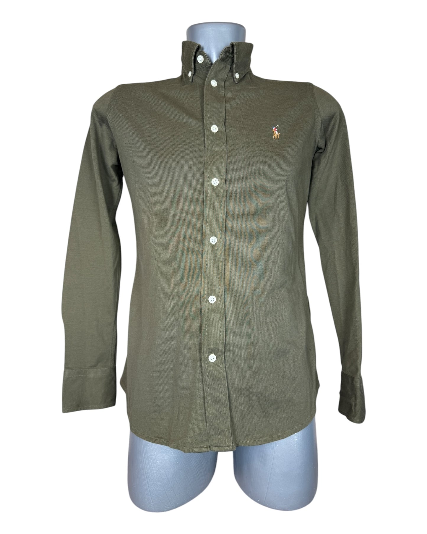 Polo Ralph Lauren Knit Oxfordhemd Bluse khaki Größe M