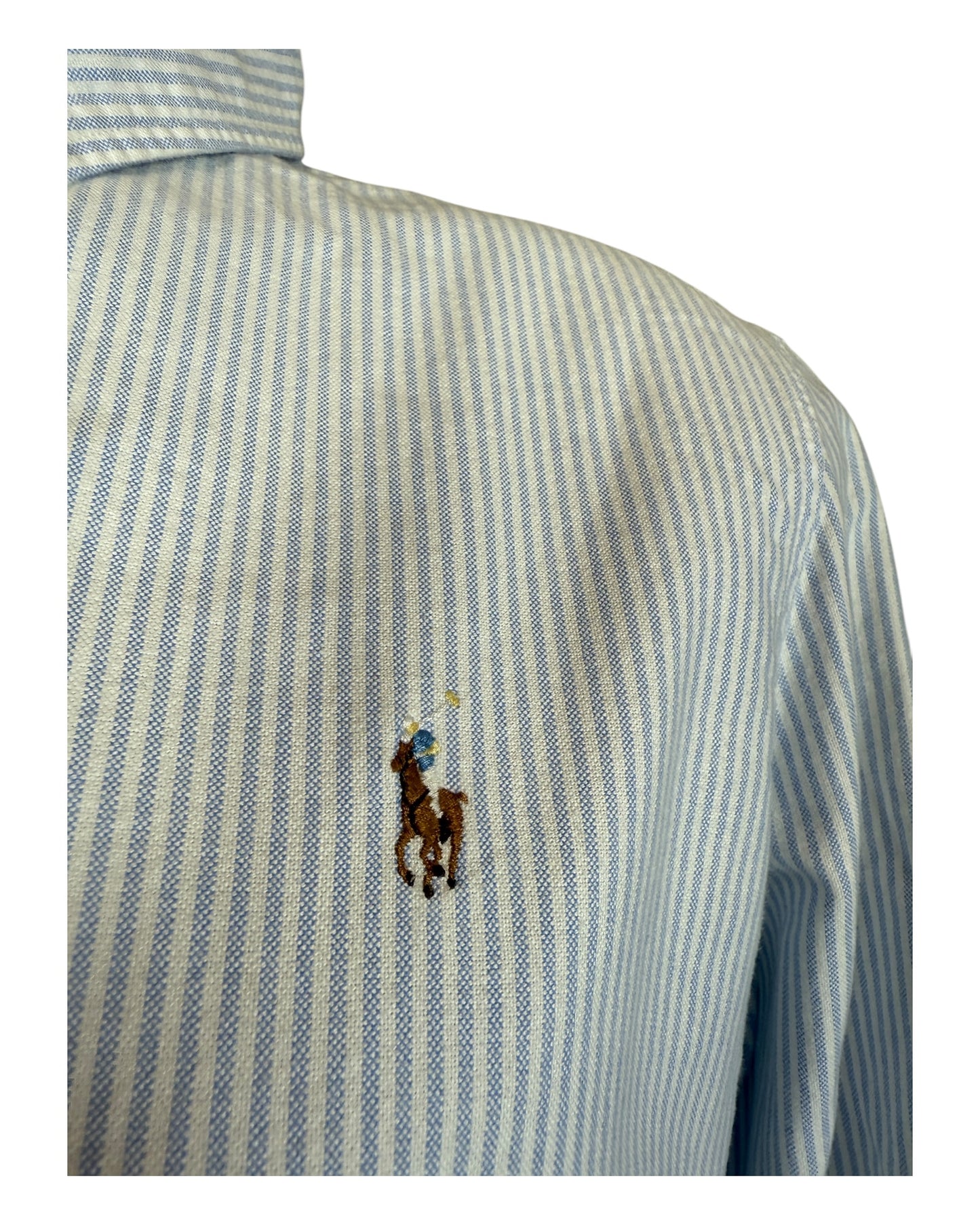 Polo Ralph Lauren Oxfordhemd Bluse hellblau weiß gestreift Größe L