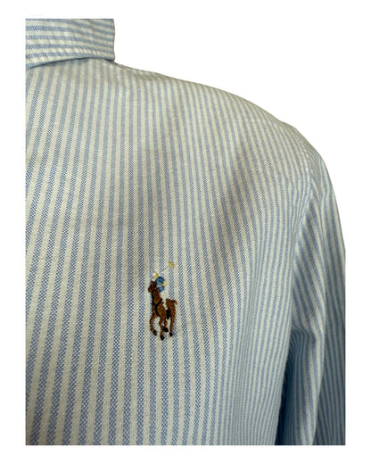 Polo Ralph Lauren Oxfordhemd Bluse hellblau weiß gestreift Größe L