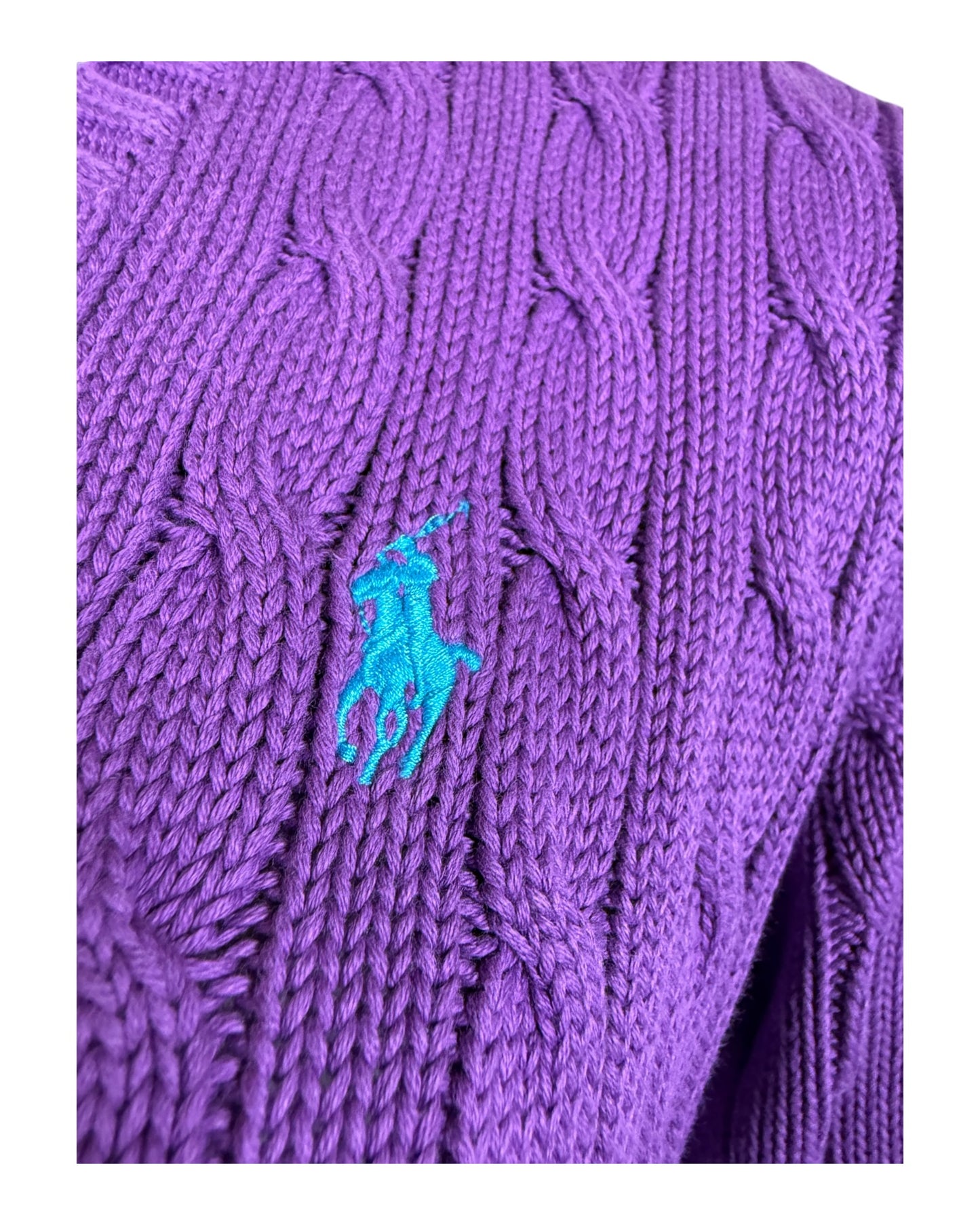 Polo Ralph Lauren Zopfmuster Pullover lila Größe L