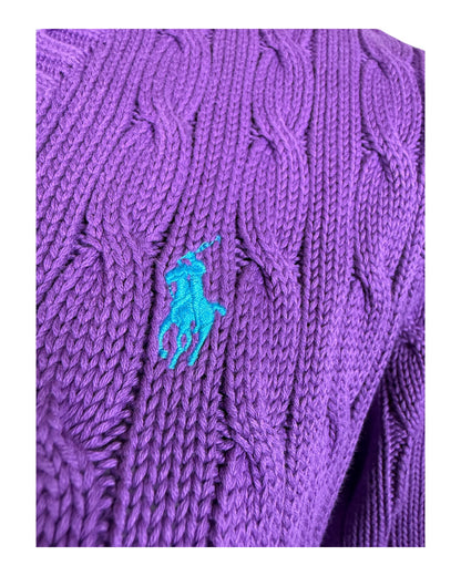 Polo Ralph Lauren Zopfmuster Pullover lila Größe L