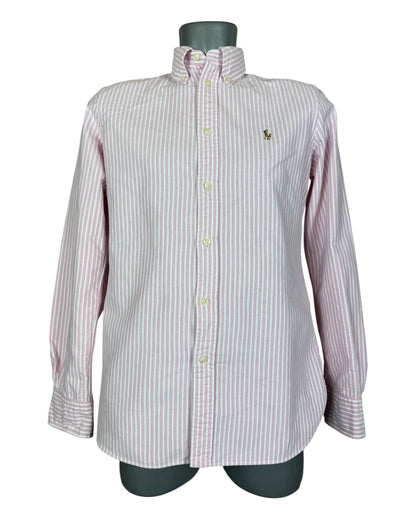 Polo Ralph Lauren Knit Oxford Bluse rosa weiß gestreift Größe M
