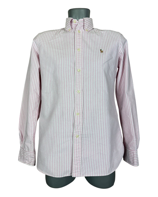 Polo Ralph Lauren Knit Oxford Bluse rosa weiß gestreift Größe M