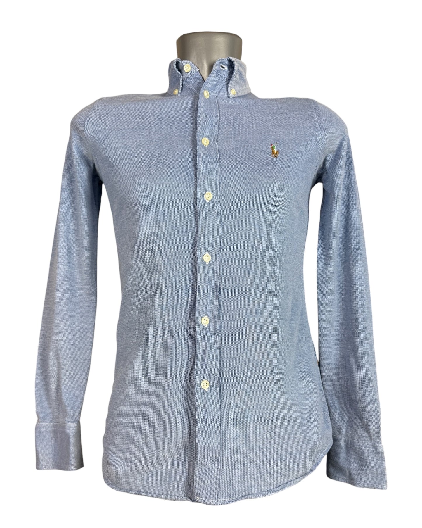 Polo Ralph Lauren Knit Oxford Bluse hellblau Größe S