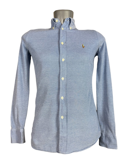Polo Ralph Lauren Knit Oxford Bluse hellblau Größe S