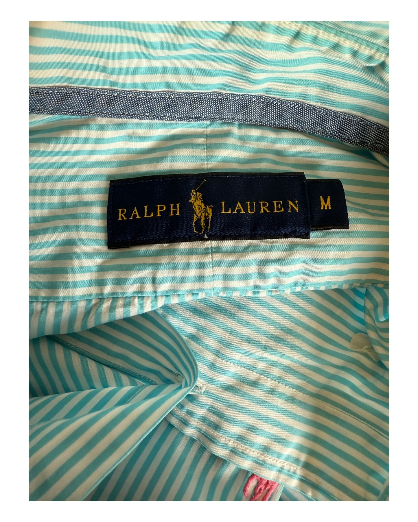 Polo Ralph Lauren Hemd türkis weiß gestreift Größe M