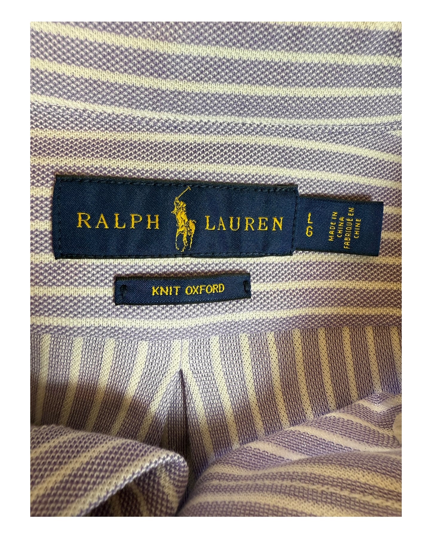Polo Ralph Lauren Knit Oxfordhemd flieder weiß gestreift Größe L