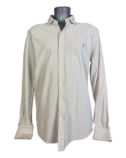 Polo Ralph Lauren Knit Oxfordhemd beige weiß gestreift Größe L