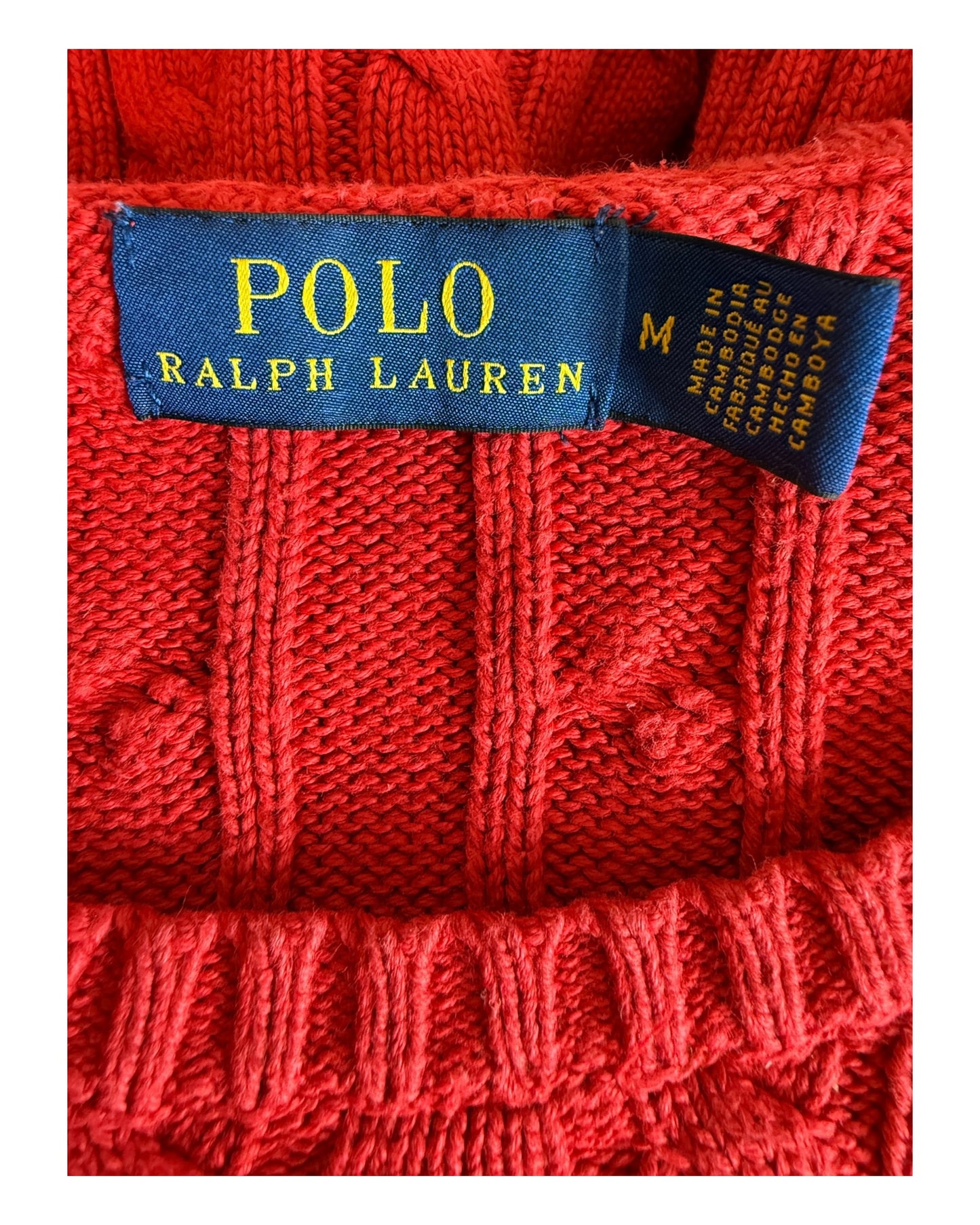 Polo Ralph Lauren Zopfmuster Pullover rot Größe M