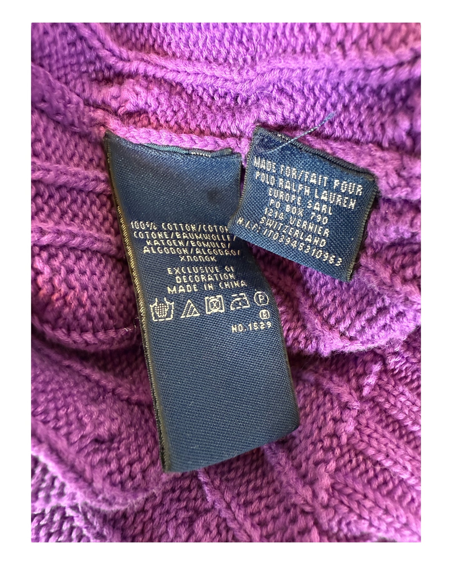 Polo Ralph Lauren Zopfmuster Pullover Lila Größe M