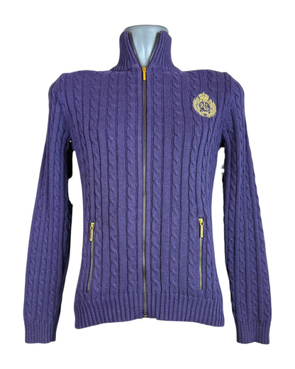 Polo Ralph Lauren Zopfmuster Strickjacke lila Größe S