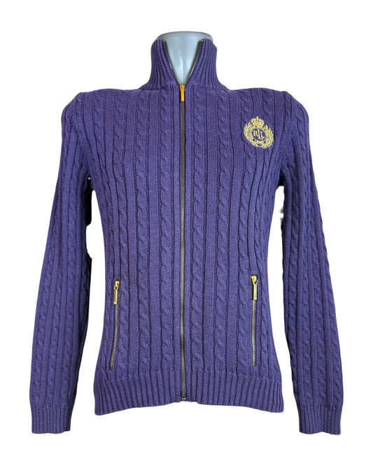 Polo Ralph Lauren Zopfmuster Strickjacke lila Größe S