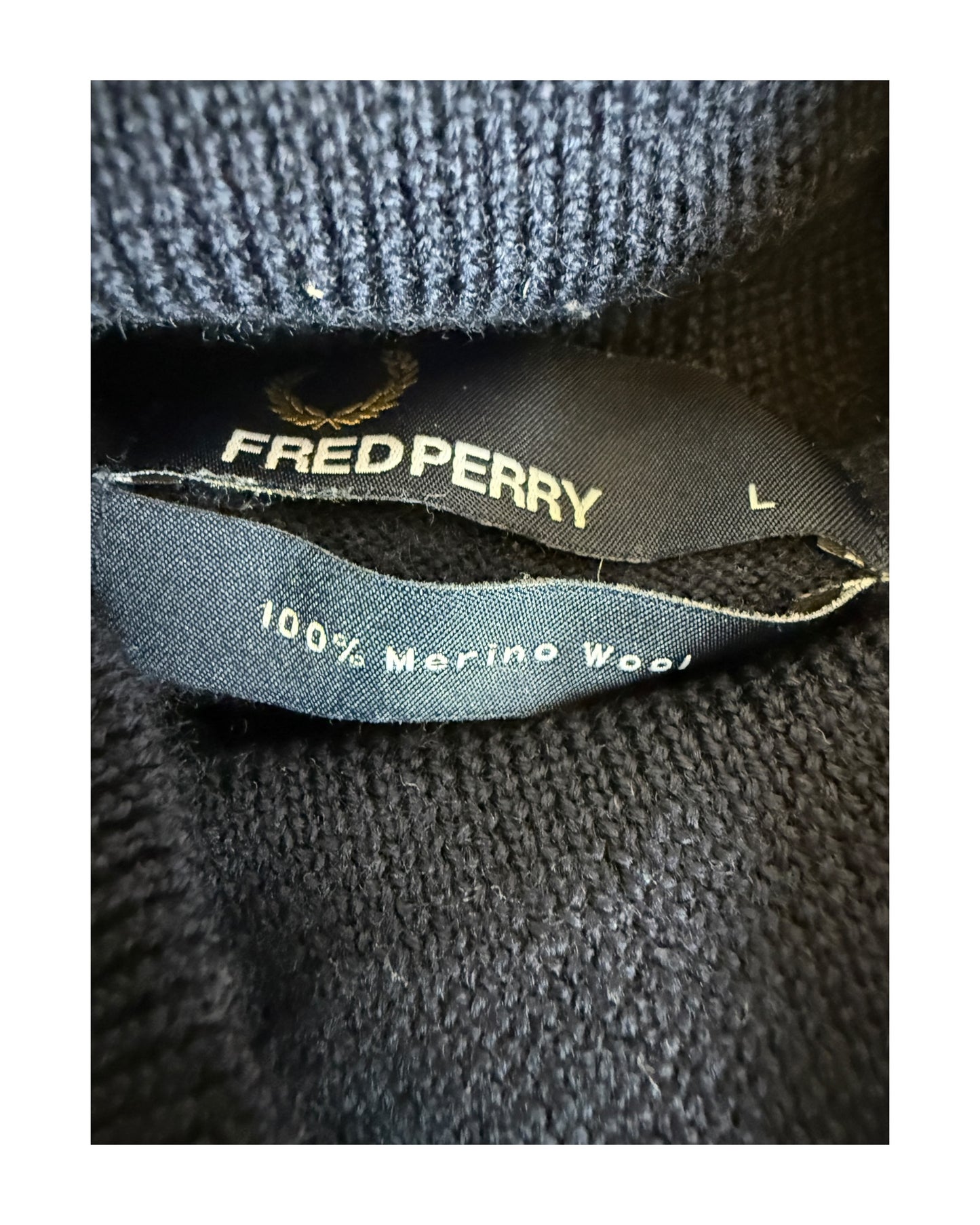 Fred Perry Pullover marineblau Größe L