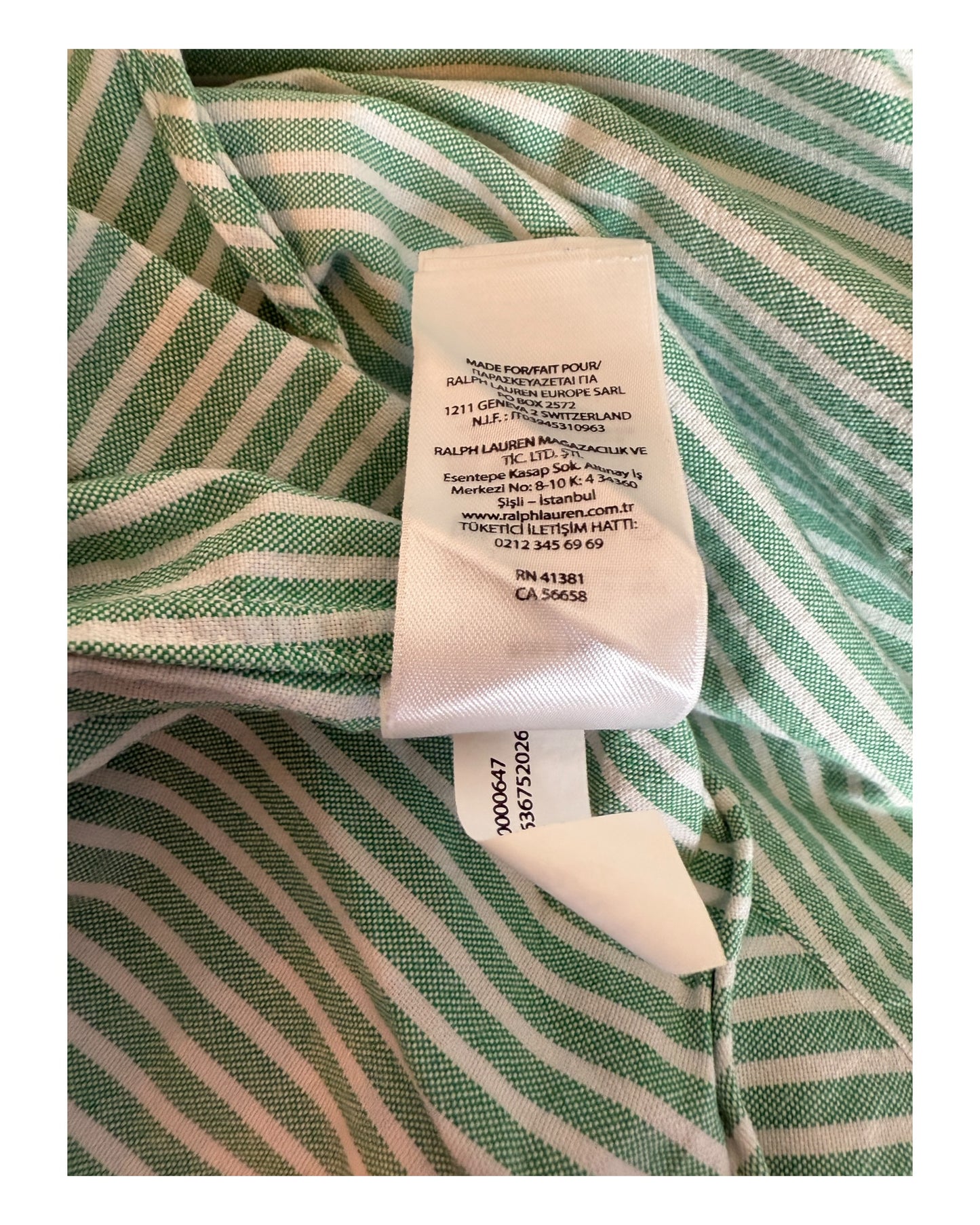 Polo Ralph Lauren Oxfordhemd grün weiß gestreift Größe M