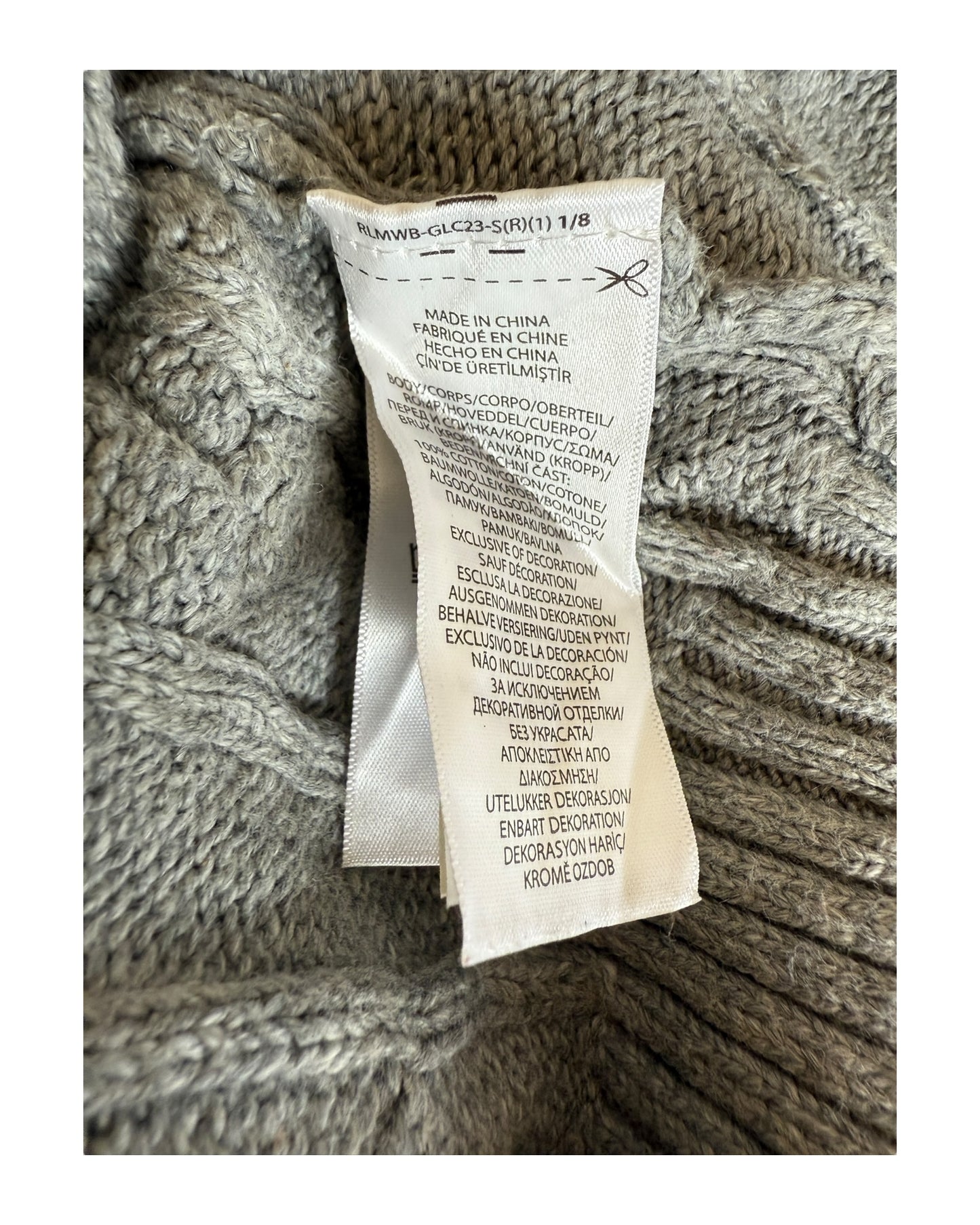 Polo Ralph Lauren Zopfmuster Pullover grau Größe M