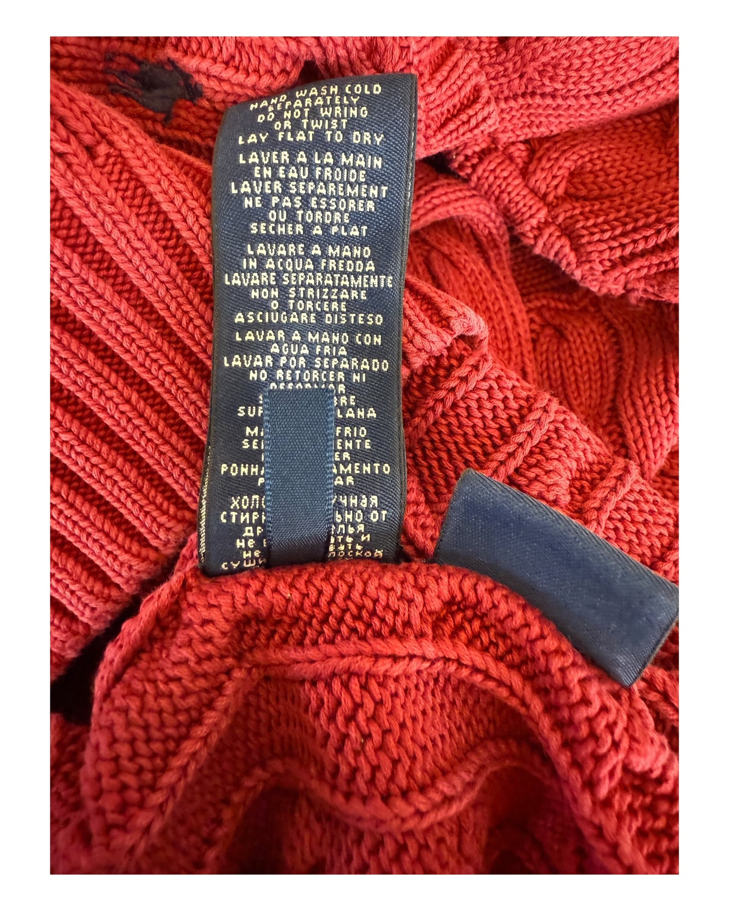 Polo Ralph Lauren Zopfmuster Pullover rot Größe M
