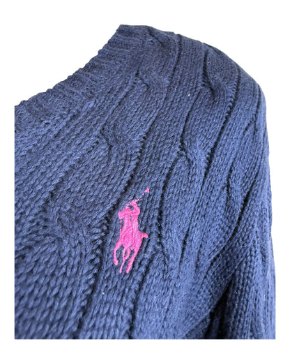 Polo Ralph Lauren Zopfmuster Pullover marineblau Größe M