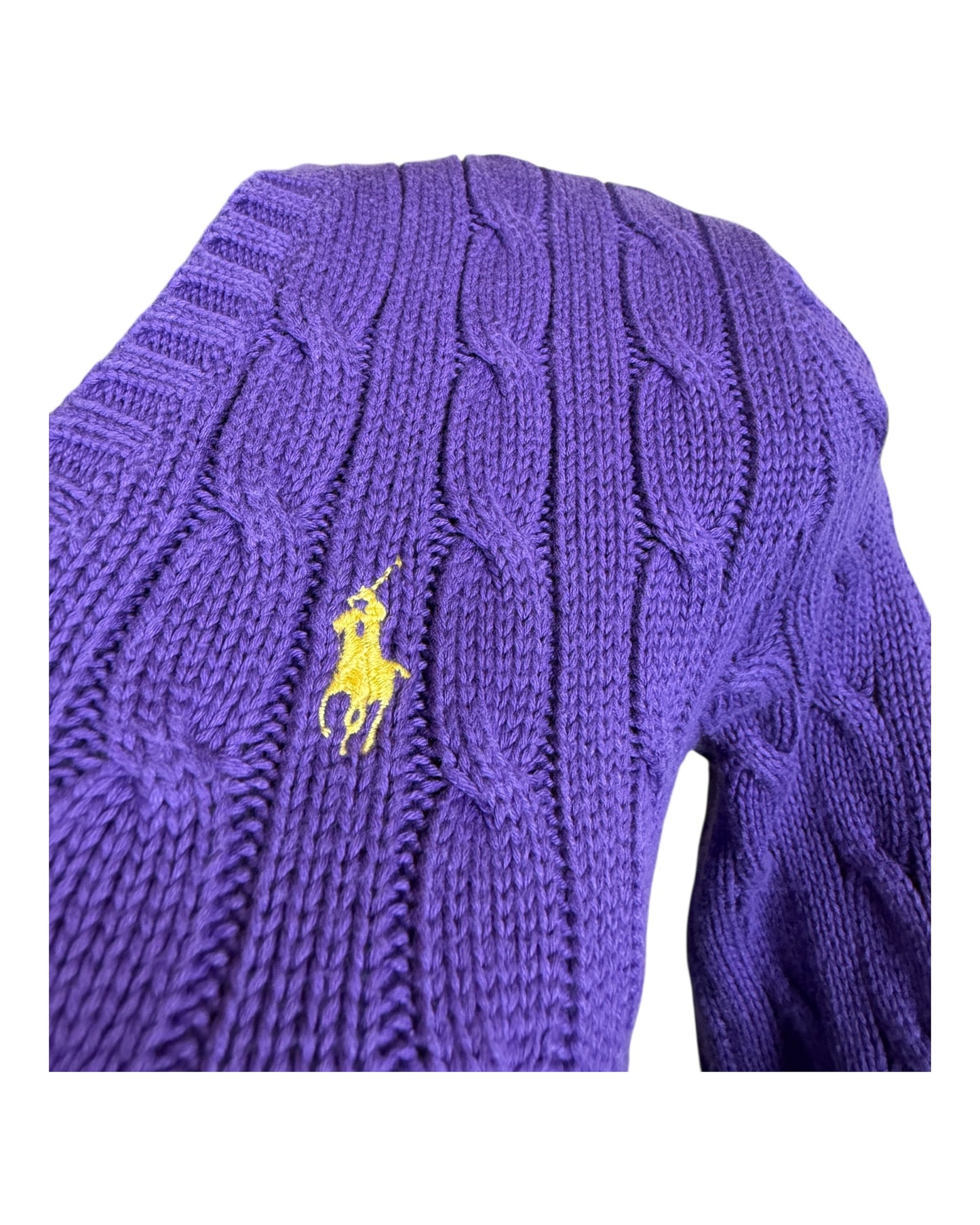 Polo Ralph Lauren Zopfmuster Pullover lila Größe S