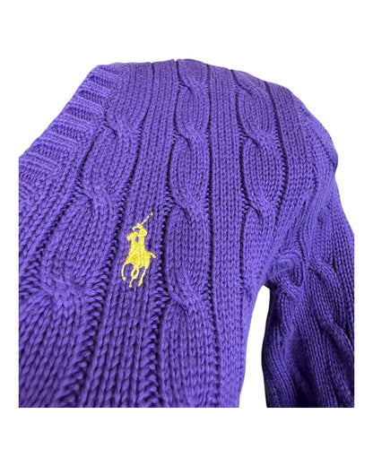 Polo Ralph Lauren Zopfmuster Pullover lila Größe S