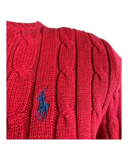 Polo Ralph Lauren Zopfmuster Pullover rot Größe S