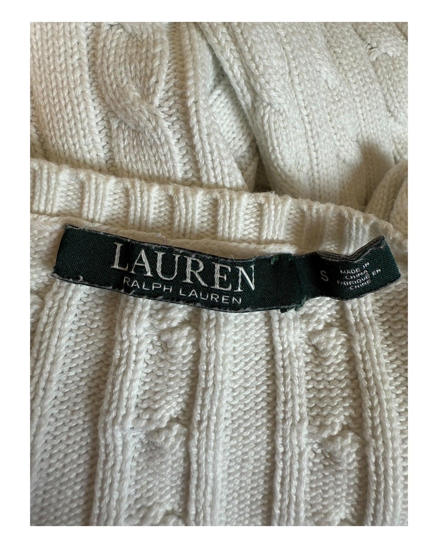 Polo Ralph Lauren Zopfmuster Pullover weiß Größe S