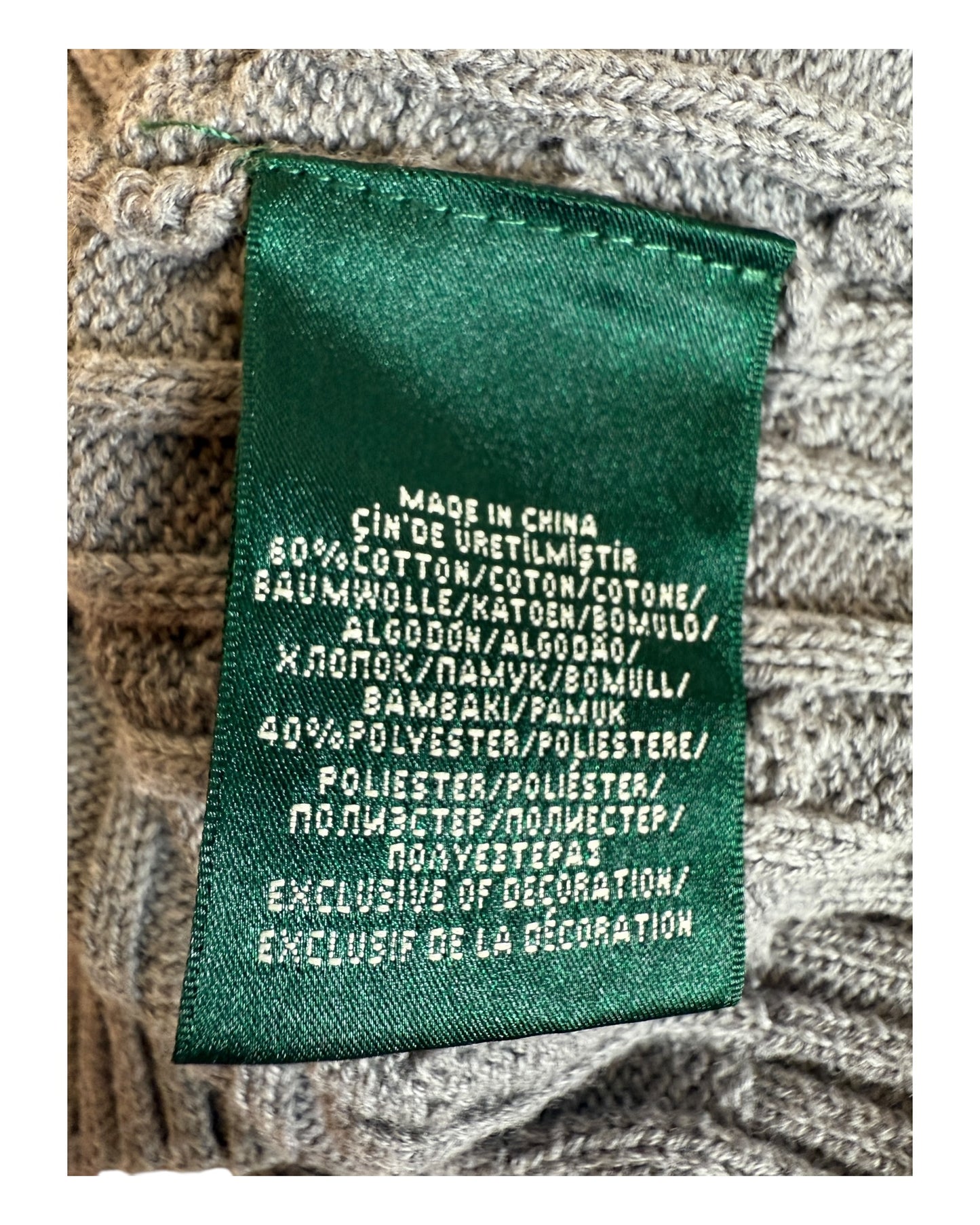 Polo Ralph Lauren Zopfmuster Pullover grau Größe M