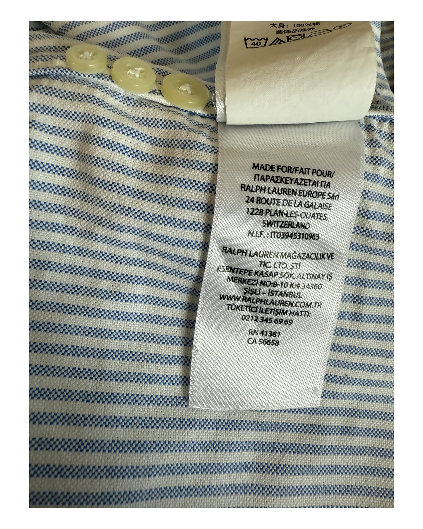 Polo Ralph Lauren Oxfordhemd blau weiß gestreift Größe M