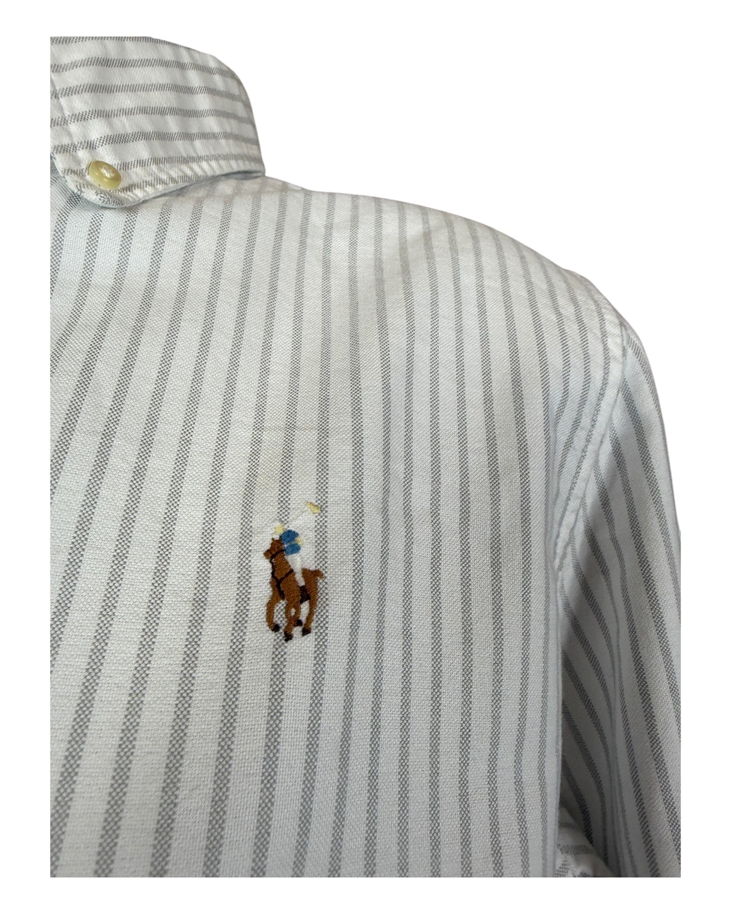 Polo Ralph Lauren Oxford Bluse grau weiß gestreift Größe L