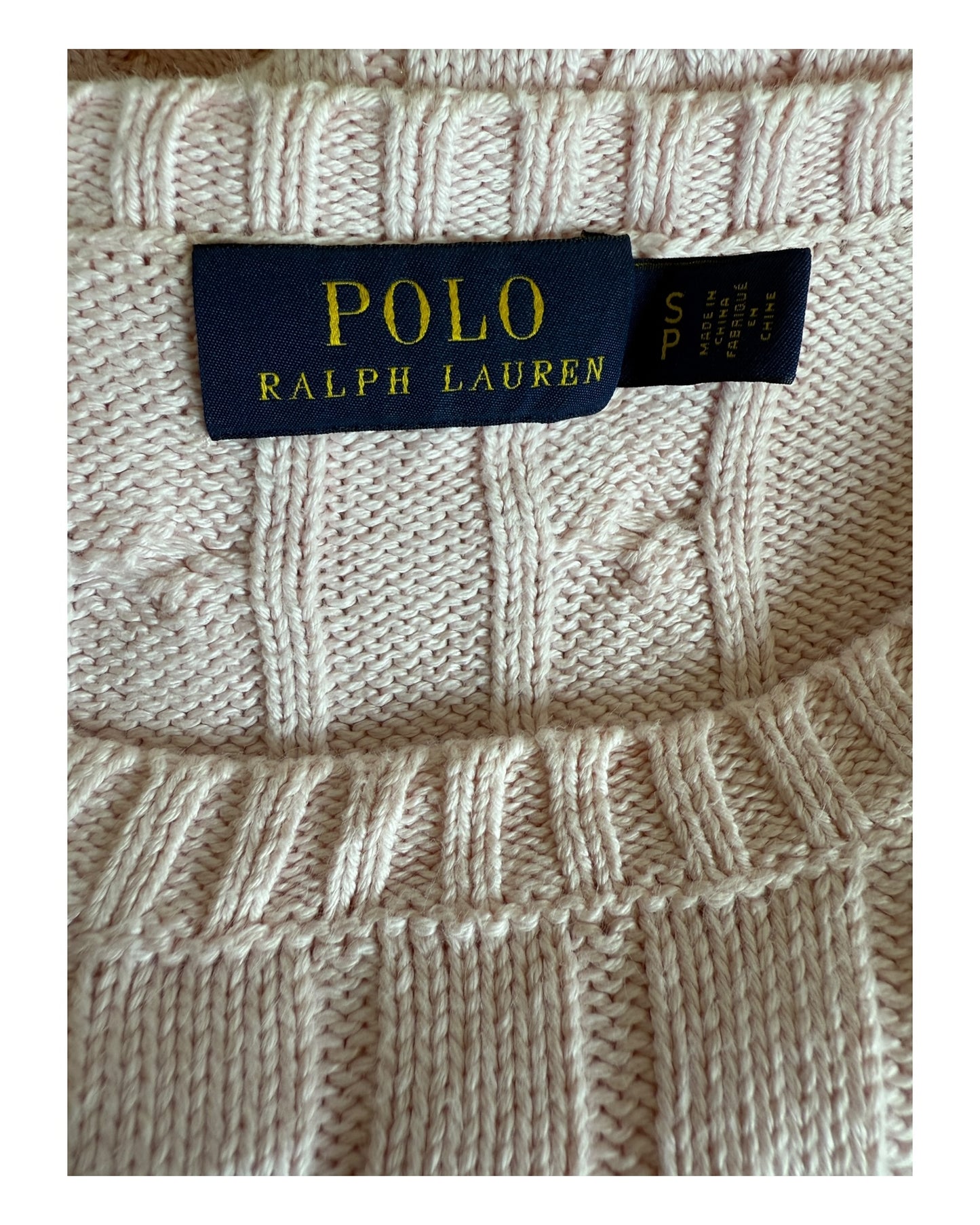 Polo Ralph Lauren Zopfmuster Pullover rosa Größe S
