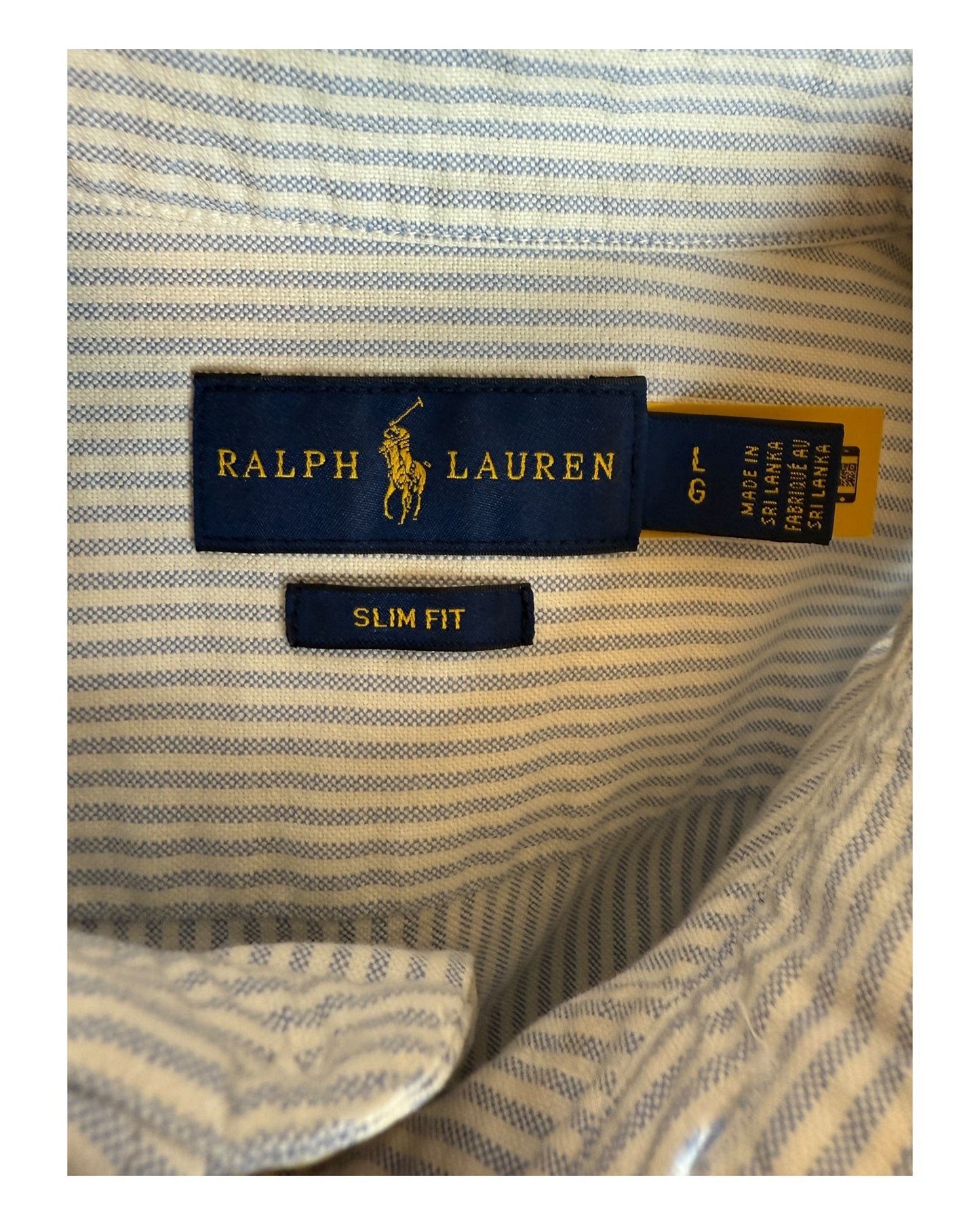 Polo Ralph Lauren Oxfordhemd hellblau weiß gestreift Größe L