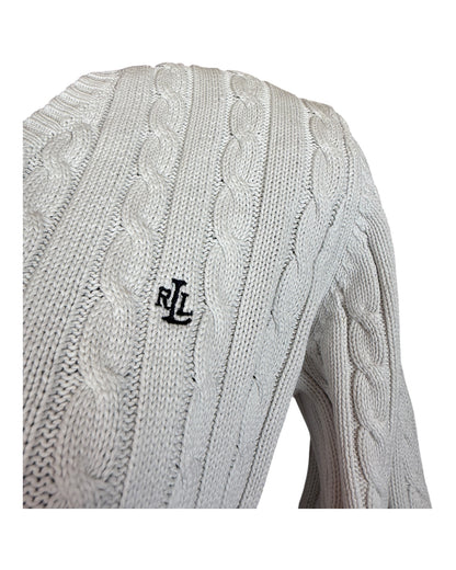 Polo Ralph Lauren Zopfmuster Pullover weiß Größe M